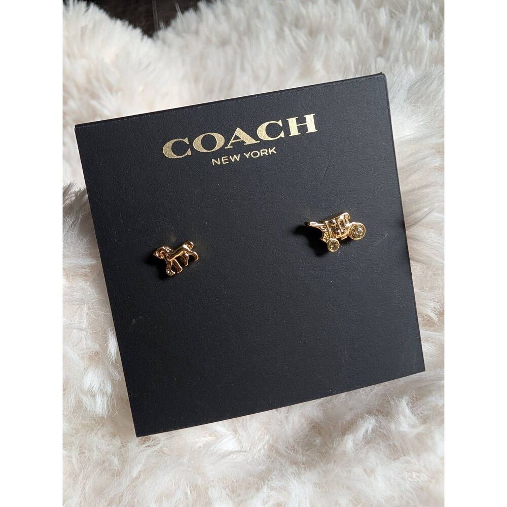 COACH Signature Mini Horse and Carriage Rhinestone Stud Earrings